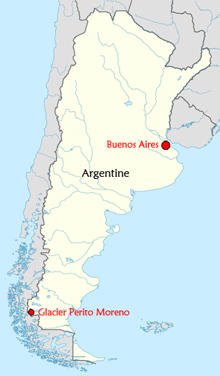 Situation géographique du glacier Perito Moreno